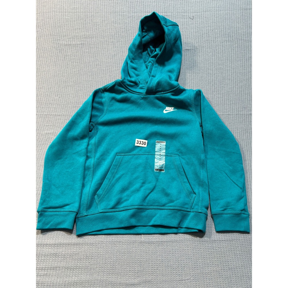 Nike Sportswear Club Fleece Hoodie Kids Size M Teal Blue BV3757-367